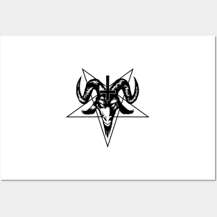 Satanic Goat Head with Pentagram (black) Posters and Art